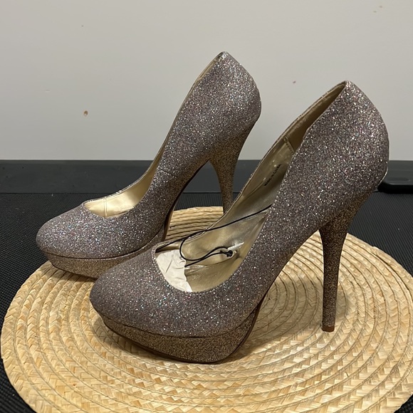 Forever21 Glitter Shimmer Sparkling Platform Heel Size 10 - Picture 10 of 15